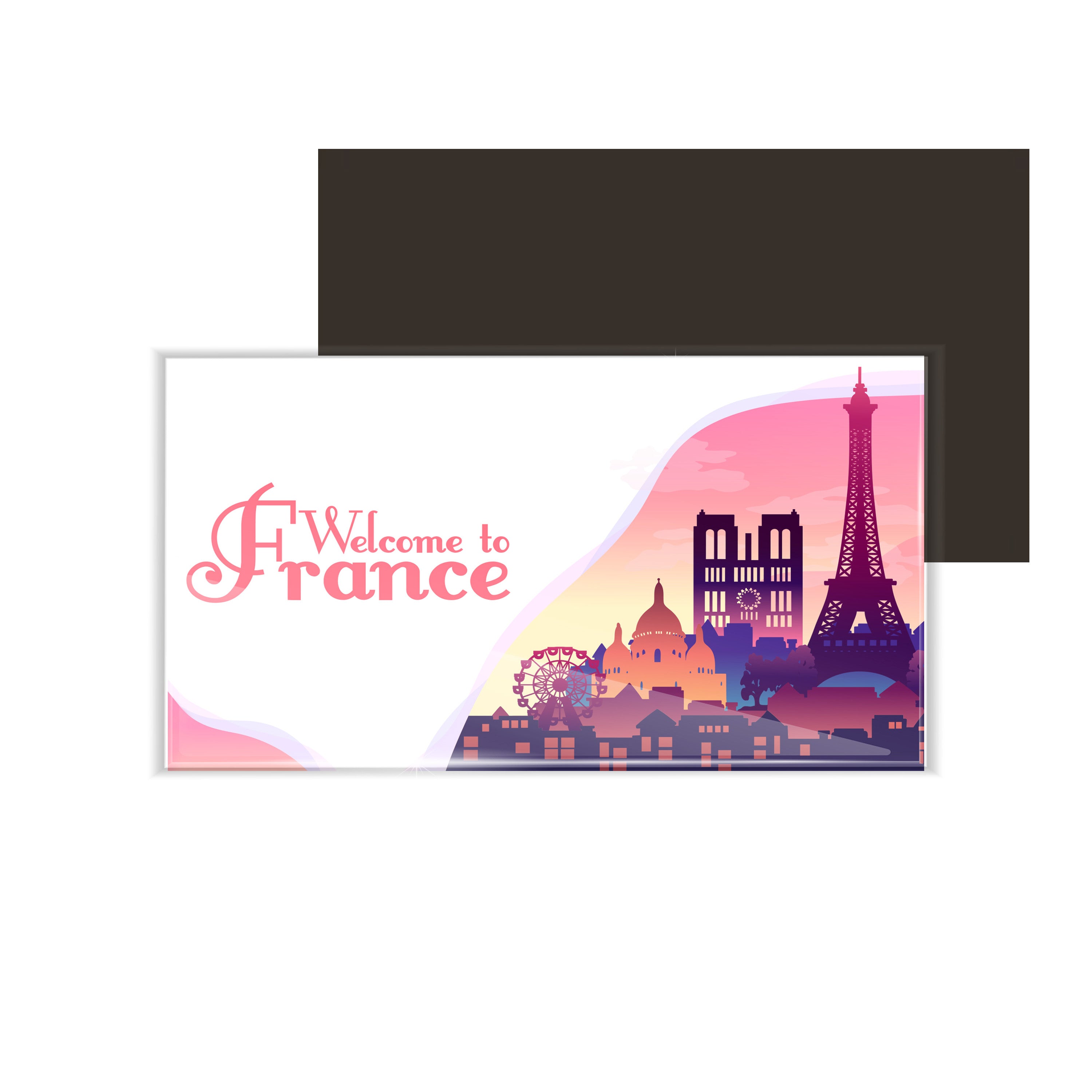 dhcrafts Fridge Magnet Rectangle Acrylic Glass (8.6 x 5.4 cm) Multicolor Travel France D2 Design Pack of 1